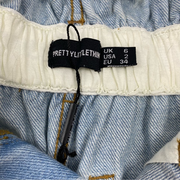NWOT Pretty Little Thing Petite Mid Blue Wash Denim Shorts - Picture 5 of 13